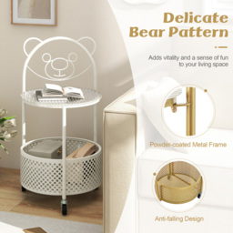 Costway Single Shelf White Bear Pattern Glass Side Table - Size: 40 x 36 x 71cm - Wilko - thumbnail 7