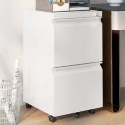 Portland 2 Drawer White Mobile Filing Cabinet with Lock - Size: 2 Drawers - Wilko