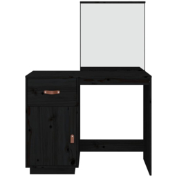 vidaXL Single Door Single Drawer Black Solid Wood Pine Dressing Table with Mirror - Size: 134 x 95 x 50cm - Wilko - thumbnail 7