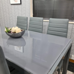 Kosy Koala 6 Seater Glass and Faux Leather Rectangular Dining Set Grey - Portland - Wilko - thumbnail 7