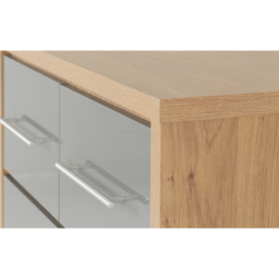 Seconique Seville 5 Drawer Grey Gloss Light Oak Effect Veneer Chest of Drawers - Wilko - thumbnail 7