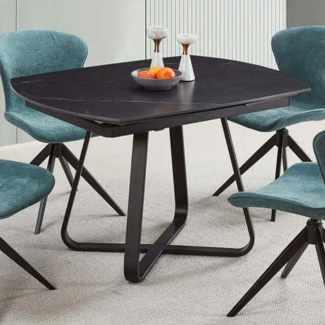 DS Living Arden 6 Seater Dining Table Black and Grey Intertwined Stone - Wilko - image 1