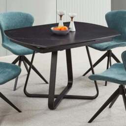 DS Living Arden 6 Seater Dining Table Black and Grey Intertwined Stone - Wilko