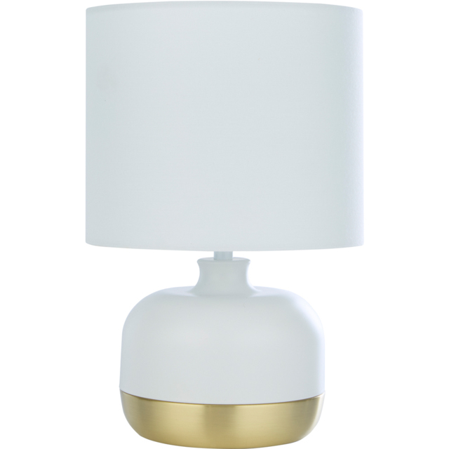 Lighting Collection Ezra White and Gold Touch Lamp - Size: 27.5 x 18 x 18cm - Yellow - Wilko - image 1