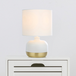 Lighting Collection Ezra White and Gold Touch Lamp - Size: 27.5 x 18 x 18cm - Yellow - Wilko - thumbnail 3