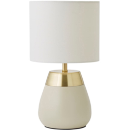 ValueLights Hurst Drum Shade Cream Touch Table Lamp with Bulb - Size: 33.7 x 18.5 x 18.5cm - Wilko