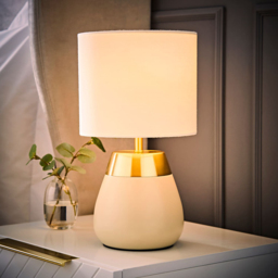 ValueLights Hurst Drum Shade Cream Touch Table Lamp with Bulb - Size: 33.7 x 18.5 x 18.5cm - Wilko - thumbnail 3