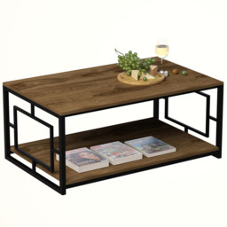 Decorotika Kelvin Single Shelf Black and Walnut Coffee Table - Size: 50 x 120 x 60cm - Multi - Wilko - thumbnail 5