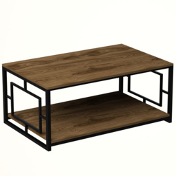 Decorotika Kelvin Single Shelf Black and Walnut Coffee Table - Size: 50 x 120 x 60cm - Multi - Wilko - thumbnail 4