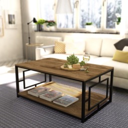 Decorotika Kelvin Single Shelf Black and Walnut Coffee Table - Size: 50 x 120 x 60cm - Multi - Wilko - thumbnail 7