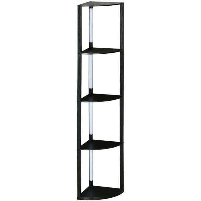 Portland 4 Shelf Black Dimmable Warm White LED Corner Floor Lamp - Size: 163.5 x 29.5 x 41cm - Wilko - image 1