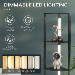 Portland 4 Shelf Black Dimmable Warm White LED Corner Floor Lamp - Size: 163.5 x 29.5 x 41cm - Wilko - thumbnail 6