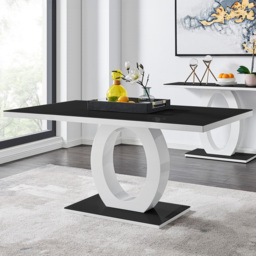 Furniturebox Lucia Solara 6 Seater Dining Set Black Gloss - Wilko - thumbnail 3