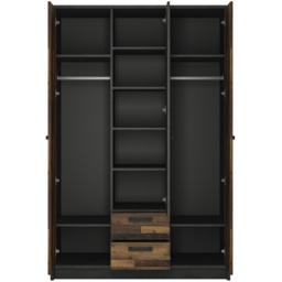 Florence Brooklyn 3 Door 2 Drawer Walnut and Dark Matera Grey Wardrobe - Size: 3 Door, 2 Drawer - Furniture to Go - Wilko - thumbnail 4