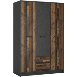 Florence Brooklyn 3 Door 2 Drawer Walnut and Dark Matera Grey Wardrobe - Size: 3 Door, 2 Drawer - Furniture to Go - Wilko - thumbnail 3