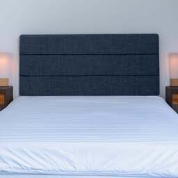 Bedmaster Small Double Midnight Linen Milan Lined Headboard - Blue - Wilko
