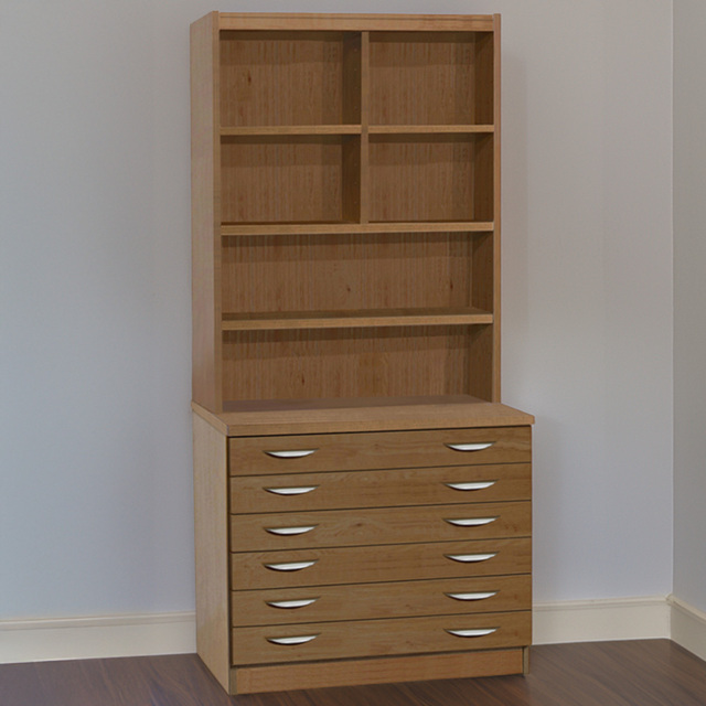 R White Cabinets 6 Drawer 6 Shelf Brown A2 Plan Chest of Drawers with Hutch - Wilko - image 1