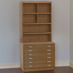 R White Cabinets 6 Drawer 6 Shelf Brown A2 Plan Chest of Drawers with Hutch - Wilko - thumbnail 1