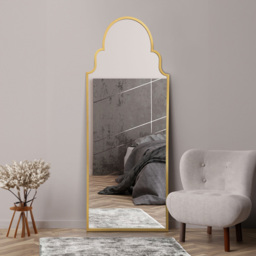 The Arcus Gold Arched Metal Leaner Wall Mirror 180 x 70cm - MirrorOutlet - Wilko - thumbnail 3