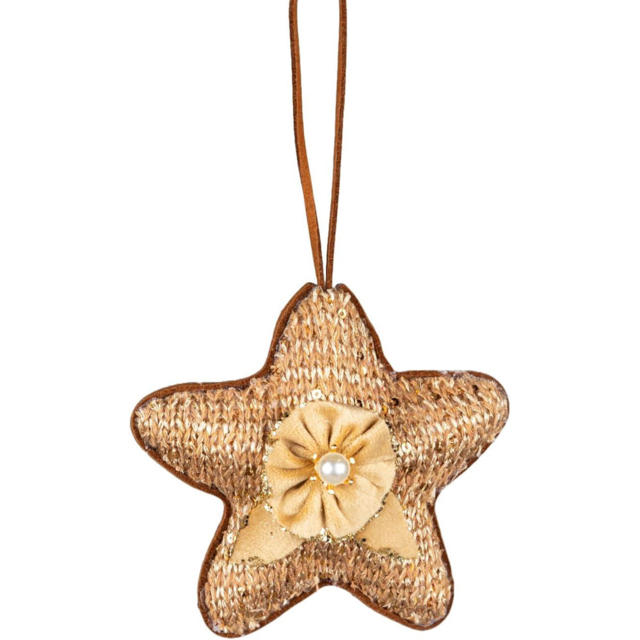 Shatchi Gold Jute Star Hanging Christmas Decoration - Size: 25 x 25 x 8cm - Wilko - image 1