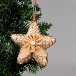 Shatchi Gold Jute Star Hanging Christmas Decoration - Size: 25 x 25 x 8cm - Wilko - thumbnail 3