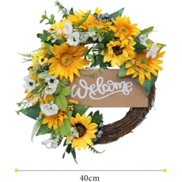 Living and Home White and Yellow Sunflower Artificial Wreath 40cm - Size: 40 x 40 x 6cm - Wilko - thumbnail 7