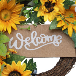 Living and Home White and Yellow Sunflower Artificial Wreath 40cm - Size: 40 x 40 x 6cm - Wilko - thumbnail 4