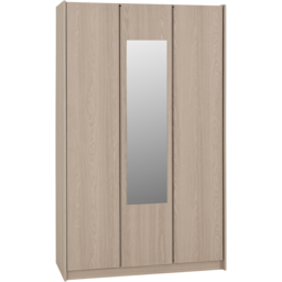 Seconique Paris 3 Door Smoked Ash Effect Mirror Wardrobe - Brown - Wilko - thumbnail 3