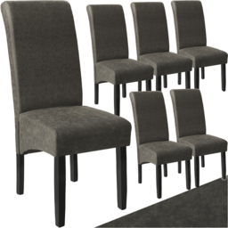 tectake Set of 6 Grey Marbled Faux Leather High Backrest Dining Chair - Wilko - thumbnail 3