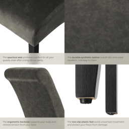 tectake Set of 6 Grey Marbled Faux Leather High Backrest Dining Chair - Wilko - thumbnail 6