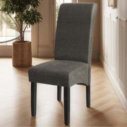 tectake Set of 6 Grey Marbled Faux Leather High Backrest Dining Chair - Wilko