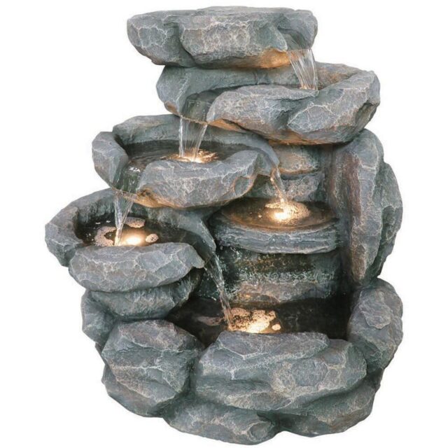 Bermuda Cascading Pools Water Feature - Size: 67 x 48 x 67cm - Grey - Bermuda Water Gardens - Wilko - image 1
