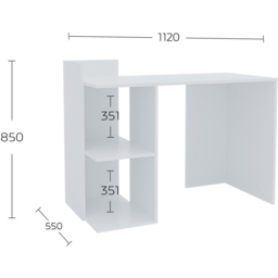 Shefa Iris 2 Shelf Computer Desk White - Size: 106 x 1124 x 543cm - Wilko - thumbnail 6