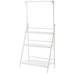 Living and Home 3 Shelf Wooden Foldable Ladder Bookcase with Hanging Rod - Size: 144 x 70 x 50cm - White - Wilko - thumbnail 3