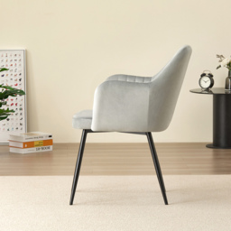 Indoor Living Charlotte Set of 2 Grey Velvet Dining Chair - Wilko - thumbnail 5