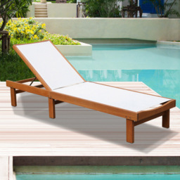 Costway White 5 Level Adjustable Sun Lounger - Size: 1 Seater - Wilko - thumbnail 1