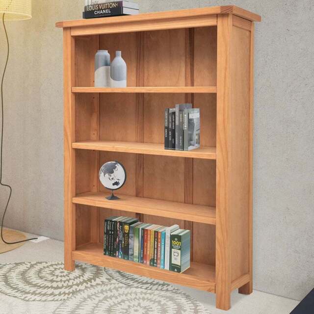 Lugo 4 Shelf Waxed Wide Bookcase - Wood - Wilko - image 1
