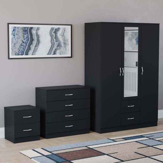 Vida Designs Riano Black 3 Piece Bedroom Furniture Set - Wilko - image 1