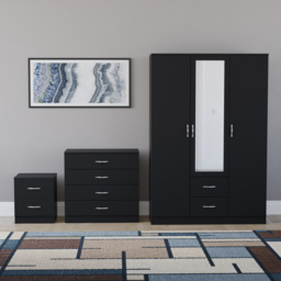 Vida Designs Riano Black 3 Piece Bedroom Furniture Set - Wilko - thumbnail 3