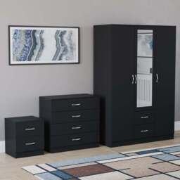 VIDA DESIGNS Riano Black 3 Piece Bedroom Furniture Set - Wilko
