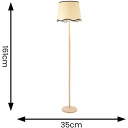ValueLights Triston Scallop Black Edge Shade Light Wood LED Floor Lamp - Cream - Wilko - thumbnail 7