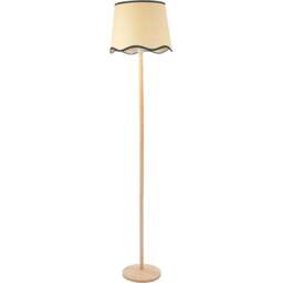 ValueLights Triston Scallop Black Edge Shade Light Wood LED Floor Lamp - Cream - Wilko - thumbnail 1
