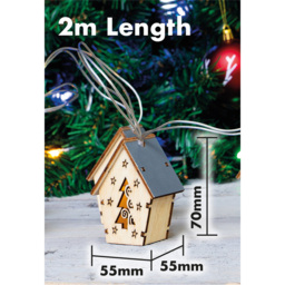 St Helens 10 LED Wooden Hanging Christmas House Decoration - Size: 70 x 55 x 55cm - Brown - Wilko - thumbnail 5