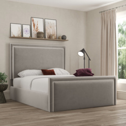 DS Living Verona King Size Plush Pebble Piping Bed Frame - Grey - Wilko - thumbnail 5