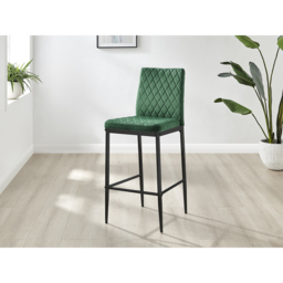 Furniturebox Modern Valera Green and Black Velvet Bar Stool Set of 2 - Wilko - thumbnail 3