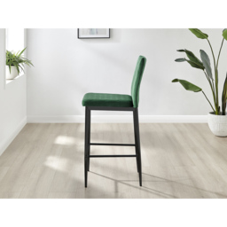 Furniturebox Modern Valera Green and Black Velvet Bar Stool Set of 2 - Wilko - thumbnail 4