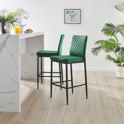 Furniturebox Modern Valera Green and Black Velvet Bar Stool Set of 2 - Wilko - thumbnail 7