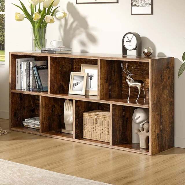 H&O Direct 7 Cube Wooden Bookcase - Size: 106 x 50 x 24cm - Brown - Wilko - image 1