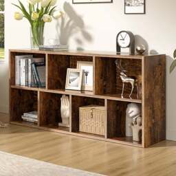 H&O Direct 7 Cube Wooden Bookcase - Size: 106 x 50 x 24cm - Brown - Wilko - thumbnail 1