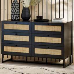 Julian Bowen Padstow 6 Drawer Black Chest of Drawers - Wilko